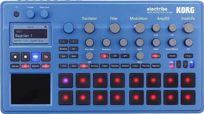 L'Electribe est une machine de production basée sur un synthétiseur qui transforme l'inspiration en son à la vitesse de l'éclair. Il contient de nombreux oscillateurs analogiques et une grande variété de filtres. Que vous sélectionniez des sons ou que vous les éditiez, toute l'action