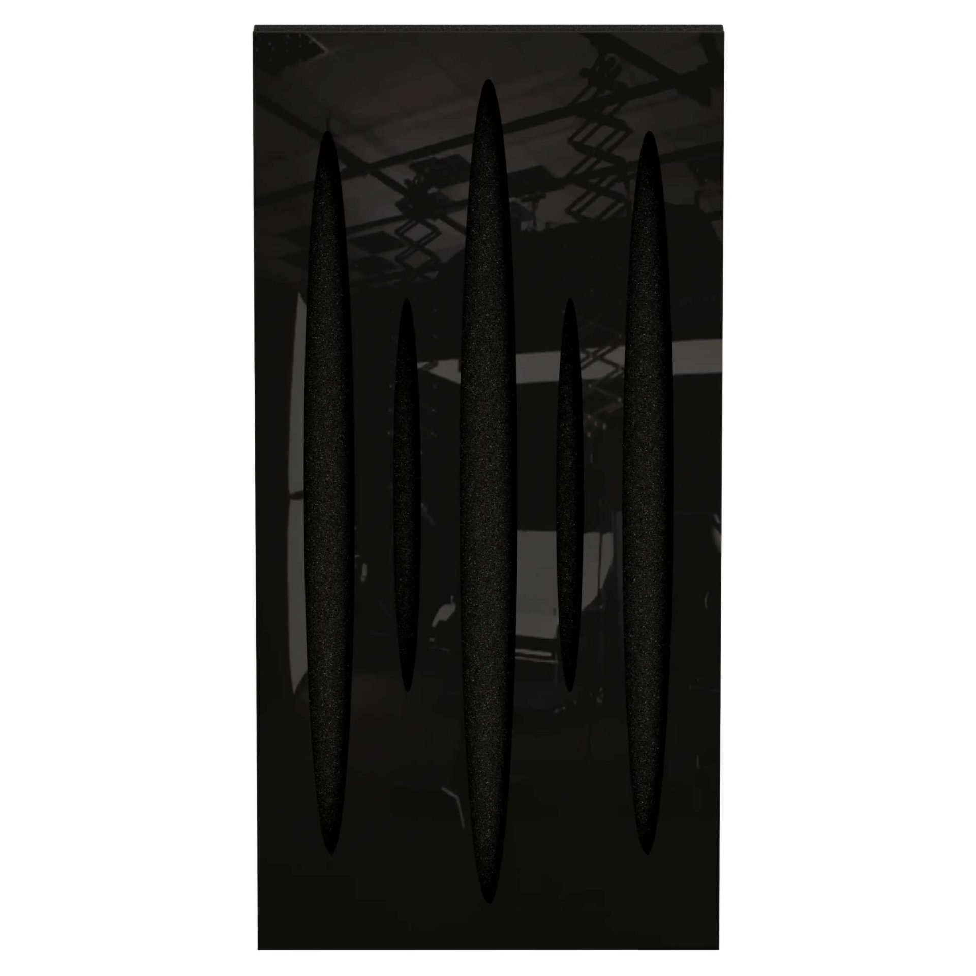 Panneau acoustique étroit à absorption et diffusion sonore Pulsar Black Gloss 4pcs