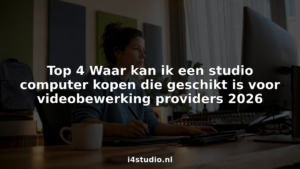 Een video-editor aan het werk achter een professionele montage-opstelling in de studio.