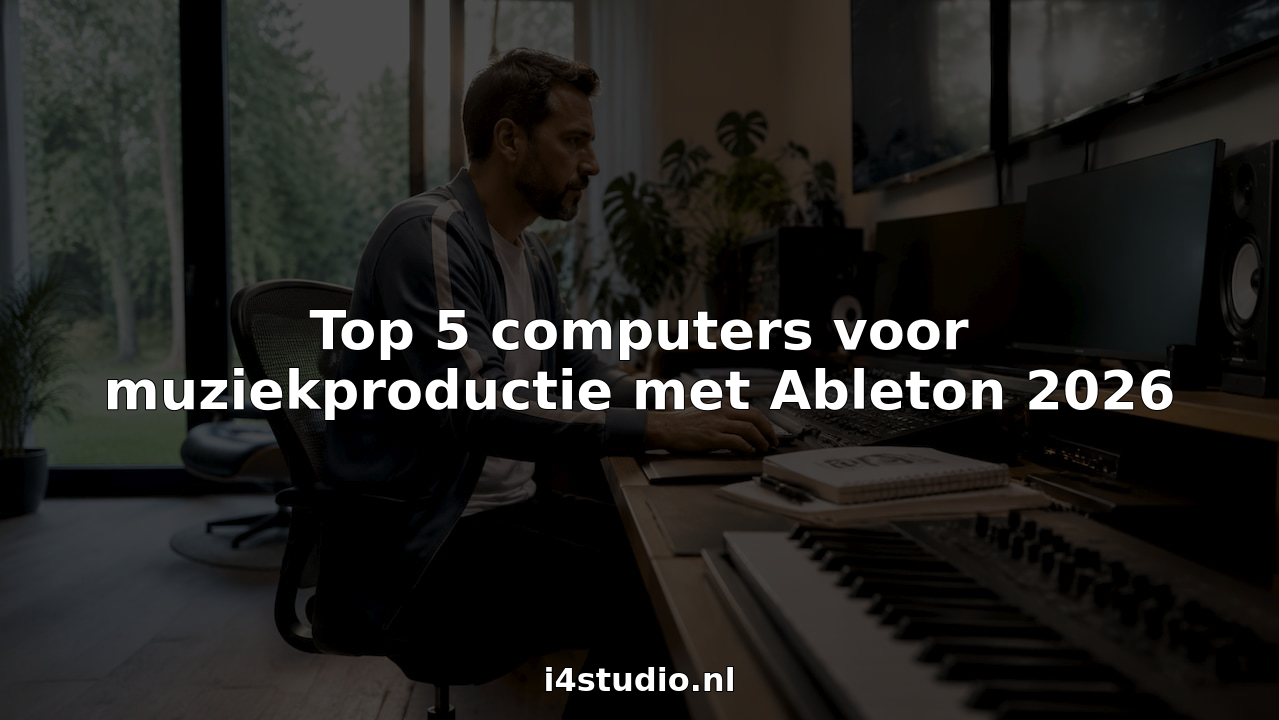 Top 5 des ordinateurs pour la production musicale avec Ableton en 2026 8 Muziekproducer aan de slag met een computer die speciaal is ingericht voor het werken met DAW-software.