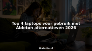Un producteur de musique règle son contrôleur MIDI, assis devant son ordinateur portable.