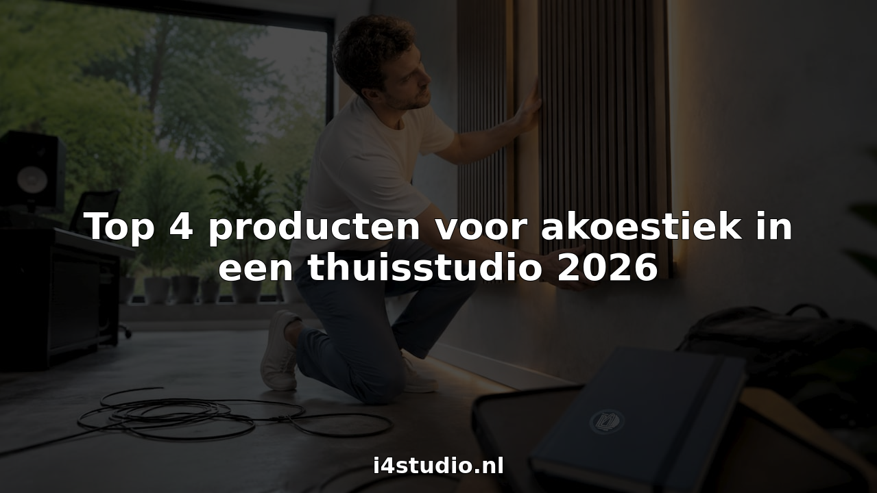 Les 4 meilleurs produits d'acoustique pour un home studio en 2026 5 Een man stelt een akoestisch paneel af in zijn eigen opnamestudio.