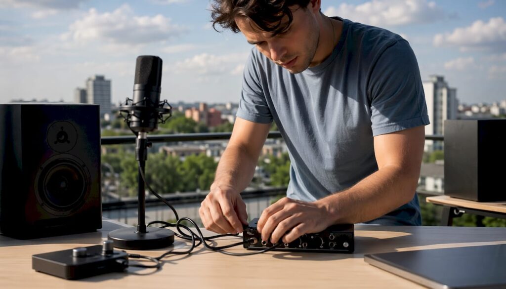 Muzikant richt zijn thuisstudio in en ontwikkelt een efficiënte workflow