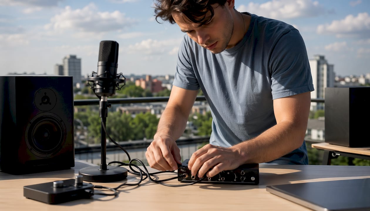Muzikant richt zijn thuisstudio in en ontwikkelt een efficiënte workflow