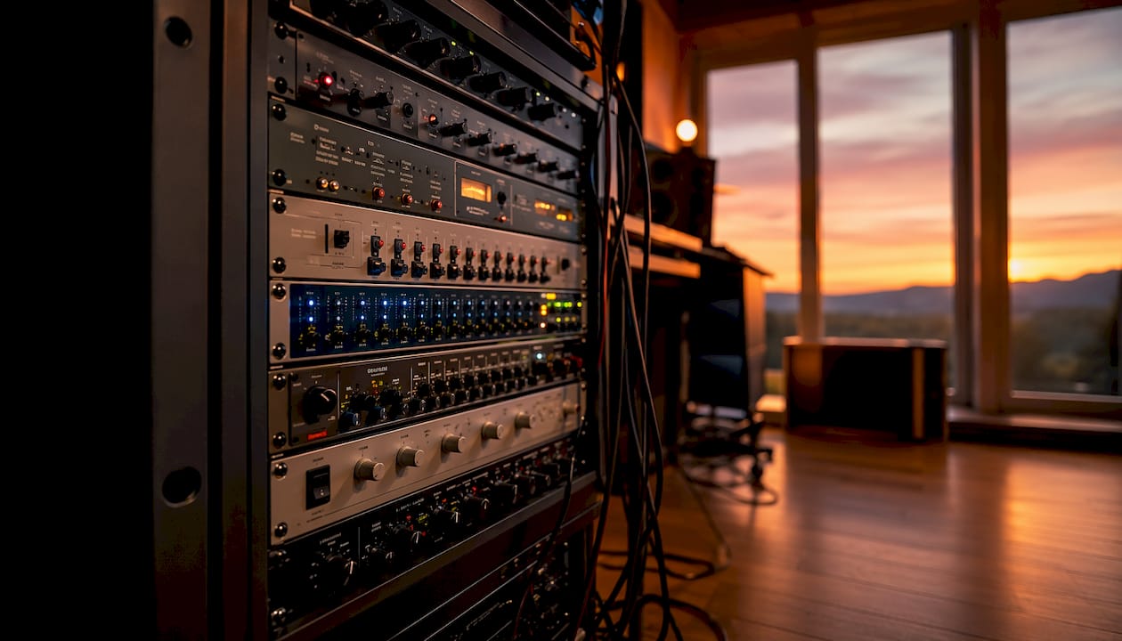 Pourquoi les racks sont indispensables dans un studio pour votre installation 10 Rackkast in de studio vol met professionele audioapparatuur