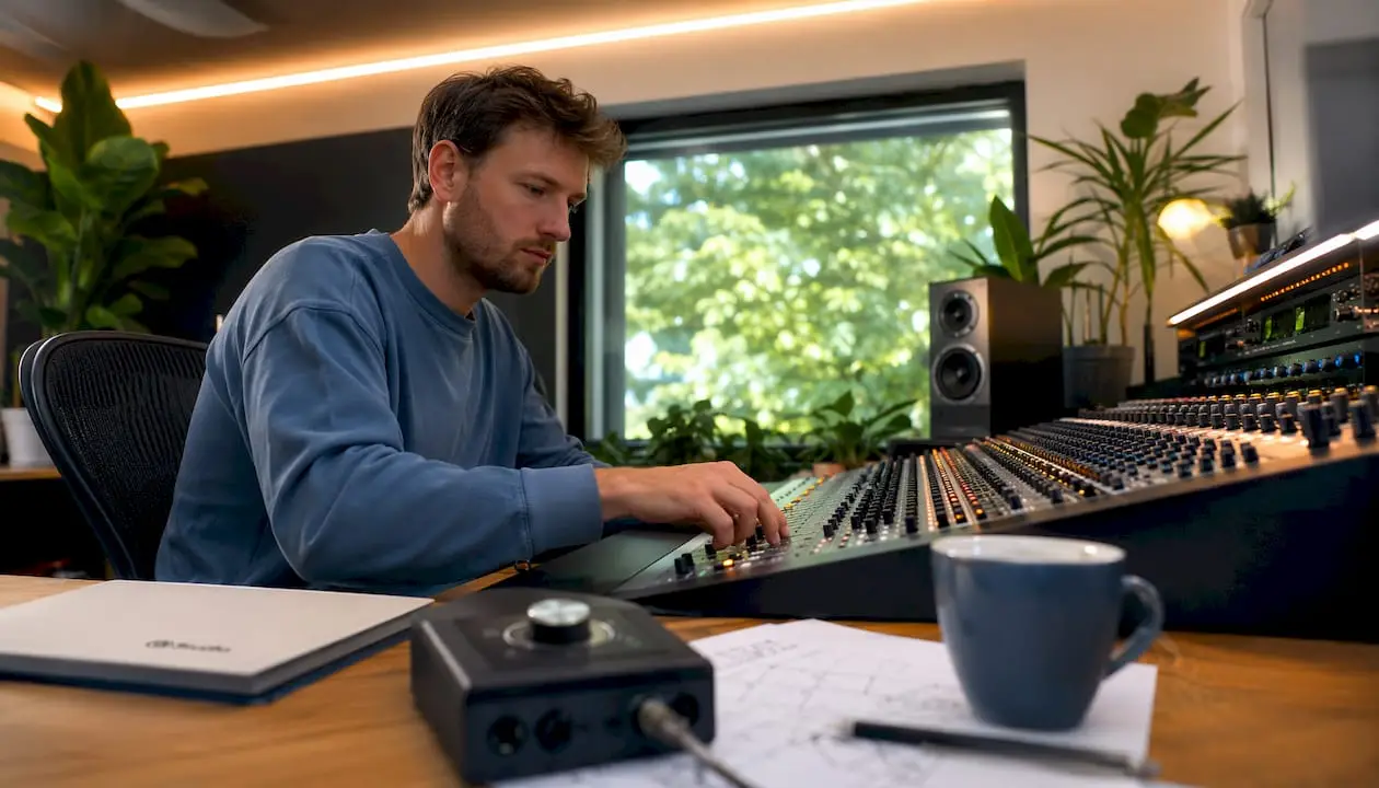Conseils de montage vidéo destinés aux professionnels de l'audio 6 Geluidsengineer bezig met het bewerken en optimaliseren van het geluid bij videoproducties.