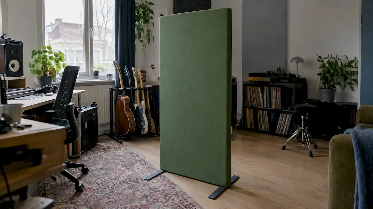 Améliorer l'acoustique de votre logement locatif sans percer 6 Panneau acoustique vert autonome dans un logement locatif