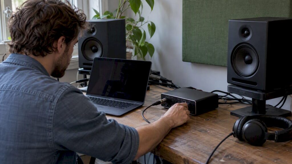 Interface audio connectée au matériel de studio