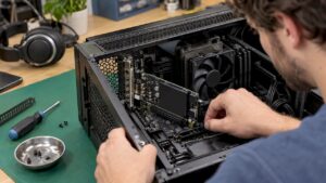 Interface audio PCIe intégrée à un PC de studio